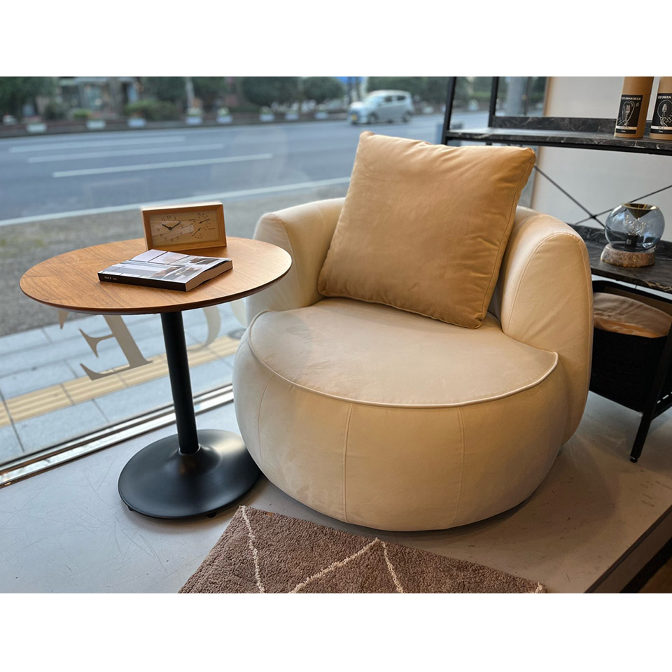 ソファCIRCLE 1人掛け【送料・開梱設置無料】ホワイト/ライトブラウン