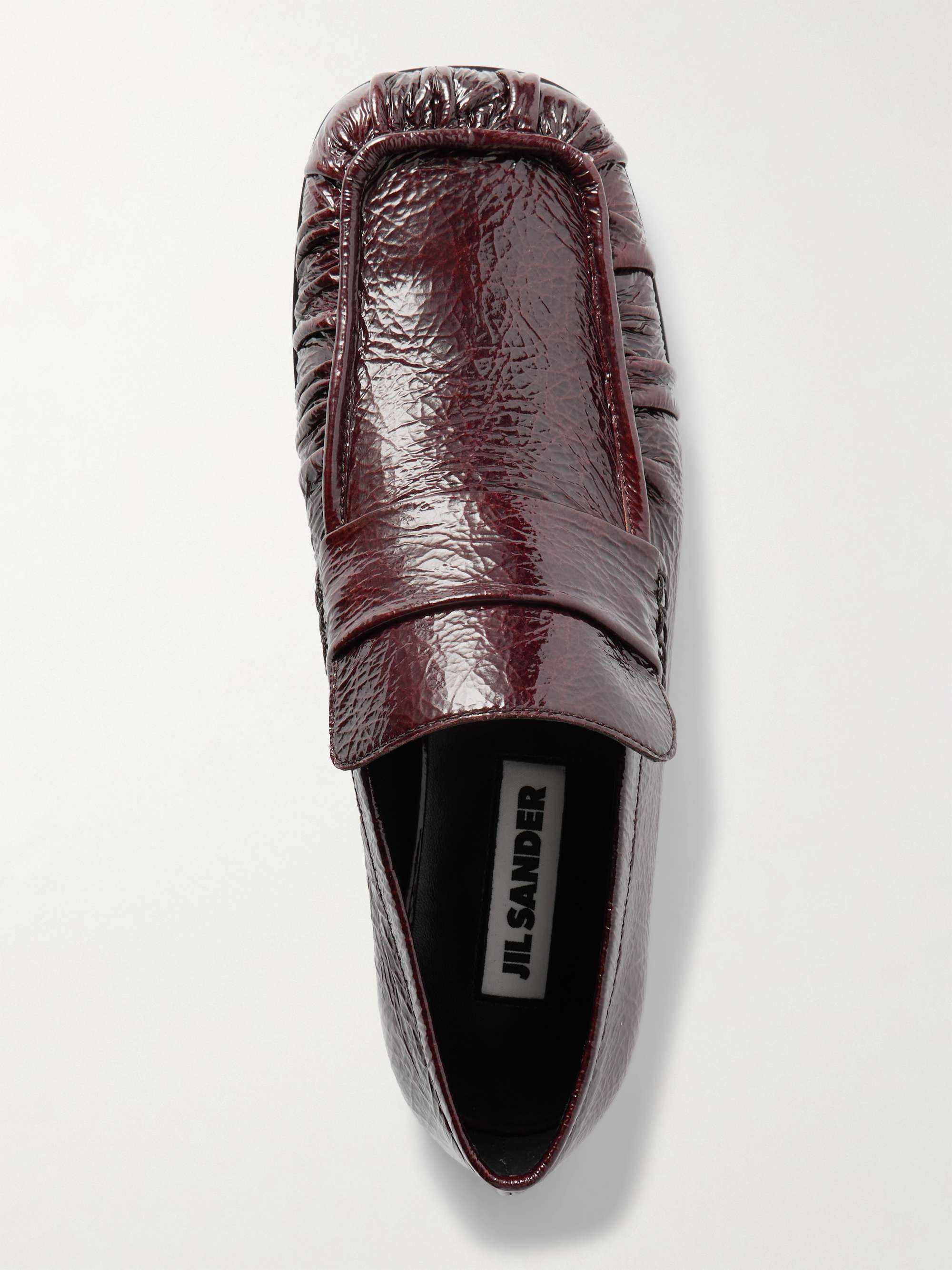 JIL SANDER Crinkled glossed-leather loafers | NET-A-PORTER