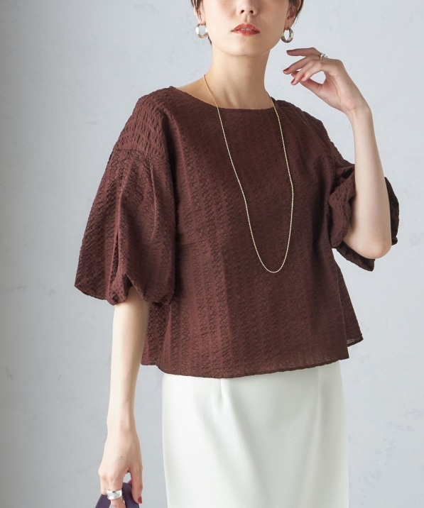 手洗い可能〉タック バルーン スリーブ 5分袖 ブラウス｜ SHIPS 公式サイト