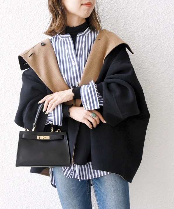 SHIPS any: リバー スタンドカラー ポンチョ ショート コート｜ SHIPS