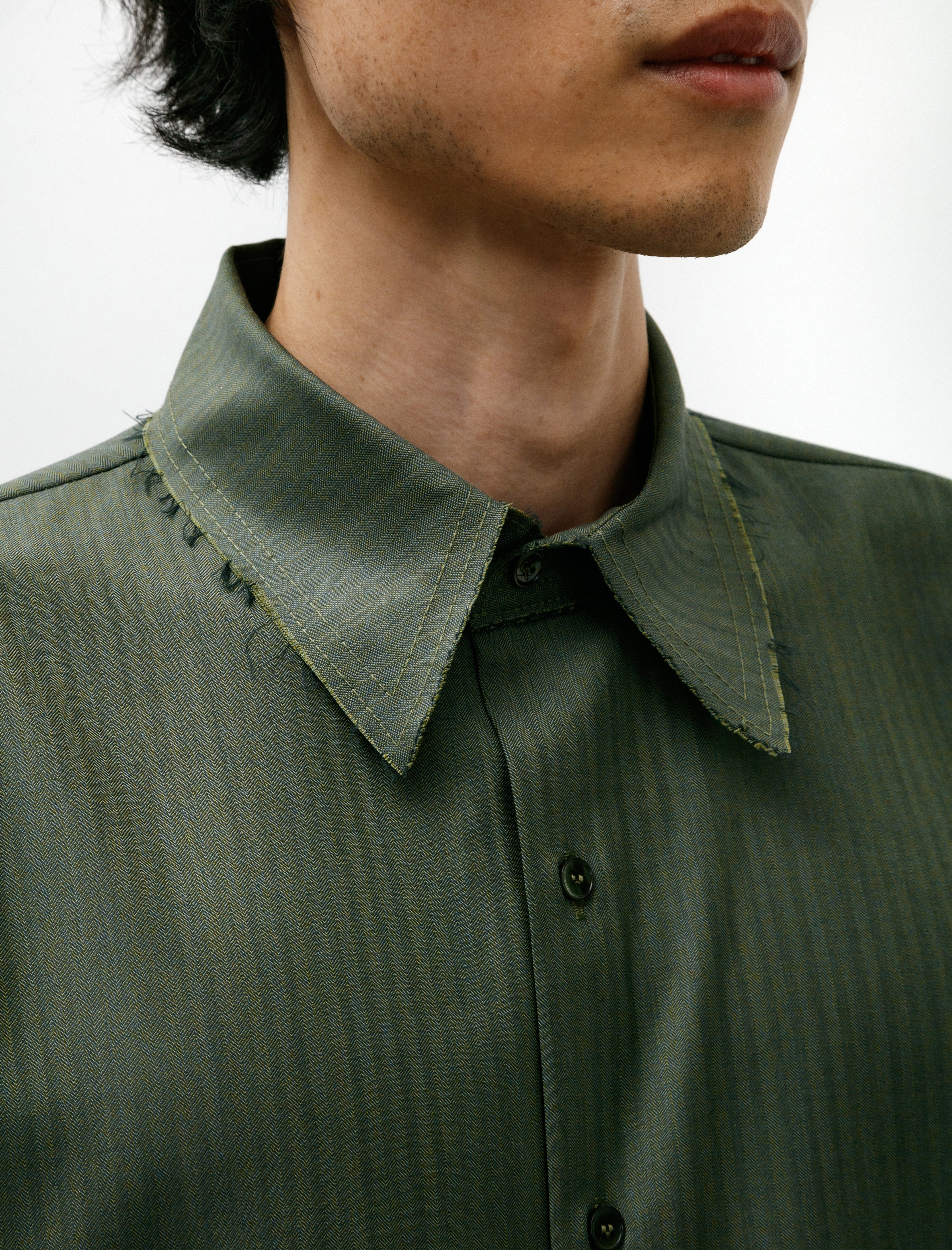 Gabriela Coll Garments No. 197 Fine Wool Shirt Green Herringbone