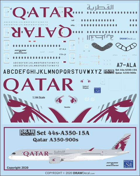 Airbus A350-900 - Qatar Airways Draw Decal -44-A350-15A