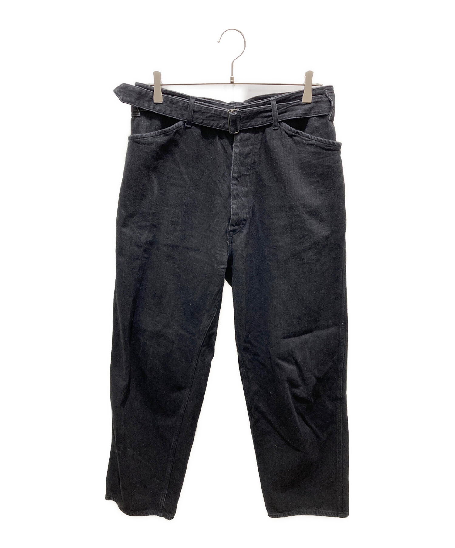 中古・古着通販】COMOLI (コモリ) デニムベルテッドパンツ ブラック