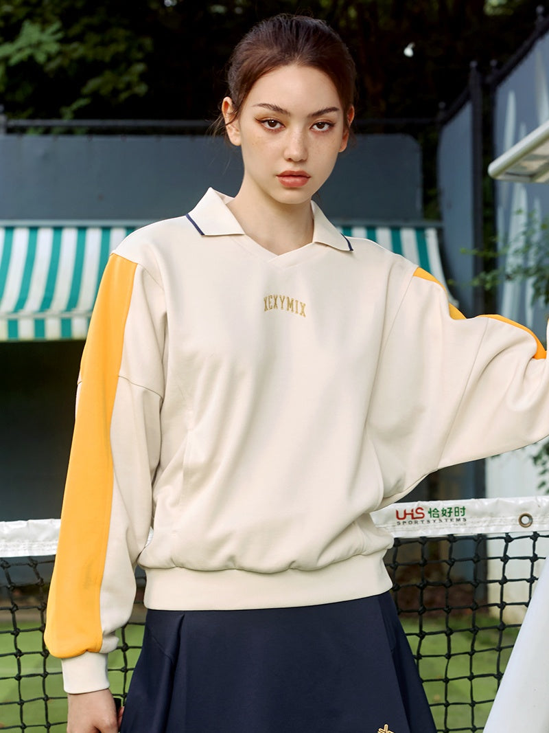 XTFMT04J3 カラーブロック 襟付き トレーナー