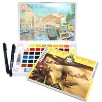 ゆめ画材 限定セット】 透明水彩絵具 スケッチセット プチカラー 48色