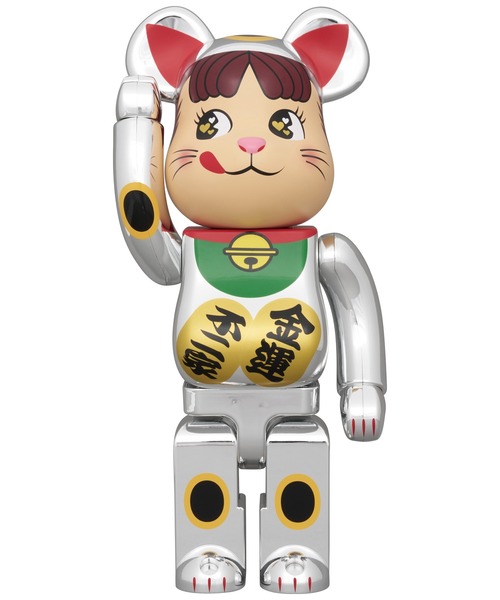BE@RBRICK フィギュア 招き猫 ペコちゃん 金運 ダブル小判 銀メッキ