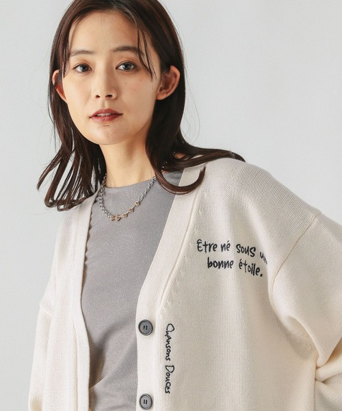 GLOBAL WORK（グローバルワーク） カーディガン ロゴ刺繍Vネック