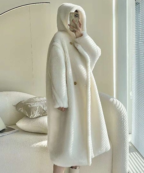 N.s モッズコート コート フード付きオーバーサイズボアコート