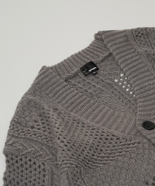 カーディガン 透かし編み ジャガード ニットカーディガン / Openwork