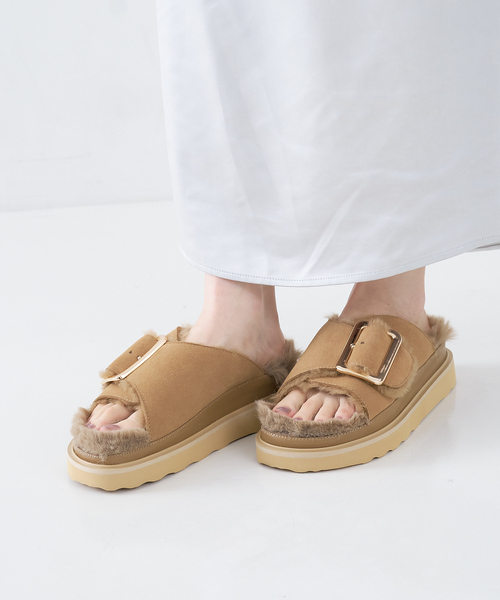 MOHI（モヒ） サンダル 「MOHI/モヒ」ファーサンダル シングルベルト