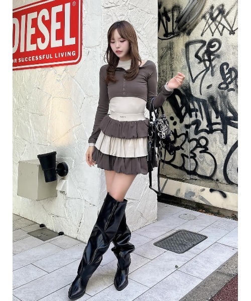 Darich（ダーリッチ） スカート カットフリルミックスミニスカート