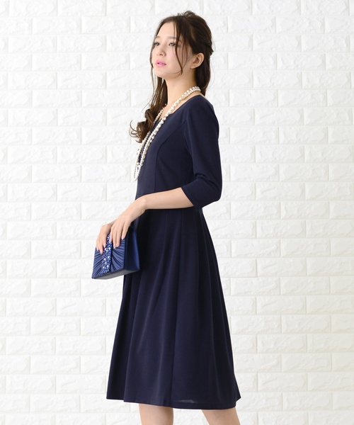 Lace Ladies（レースレディース） ドレス 七分袖フレアスカラップ