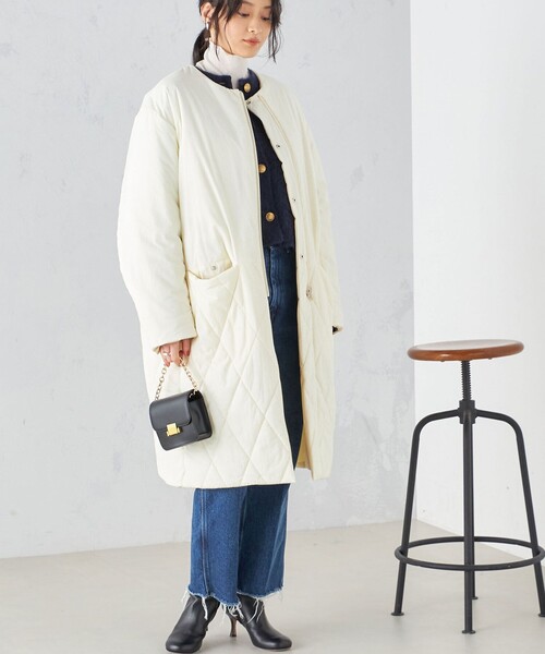 SHIPS（シップス） ノーカラーコート コート 「手洗い可能 / 撥水加工