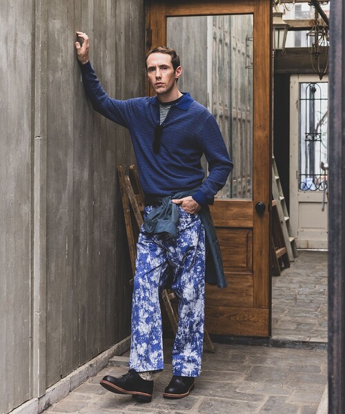 BEAMS+（ビームスプラス） ポロシャツ ダイヤモンド パターン ニット