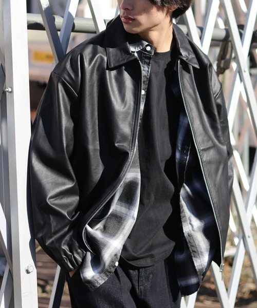 革ジャン ライダース フェイクレザー スイングトップ ブルゾン
