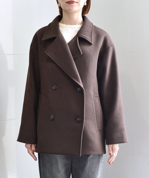 SHIPS any ピーコート pコート any: ウール ミックス コクーン