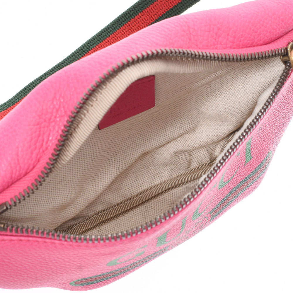 グッチGGプリント スモールベルトバッグ ピンク レディース カーフ