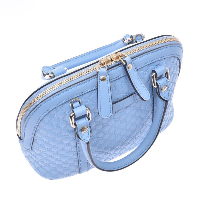 グッチマイクログッチシマ アウトレット 水色 レディース カーフ 2WAY