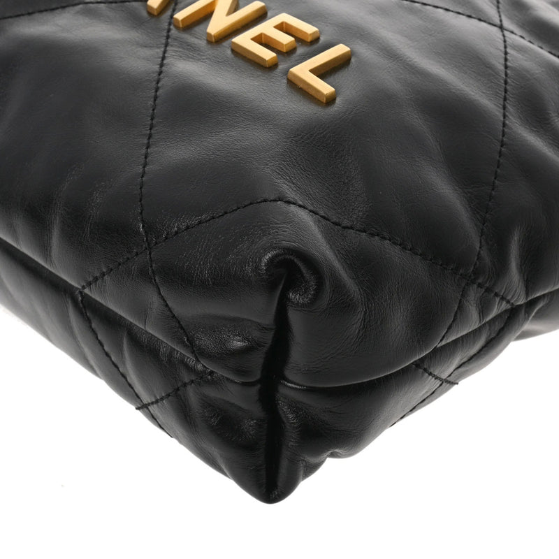 シャネルシャネル22 ミニ ハンドバッグ 黒 ゴールド金具 レディース
