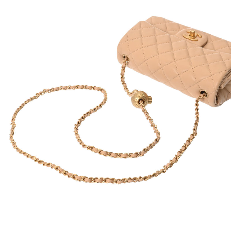 シャネルチェーンショルダー 20cm ミニマトラッセ ココボール ベージュ