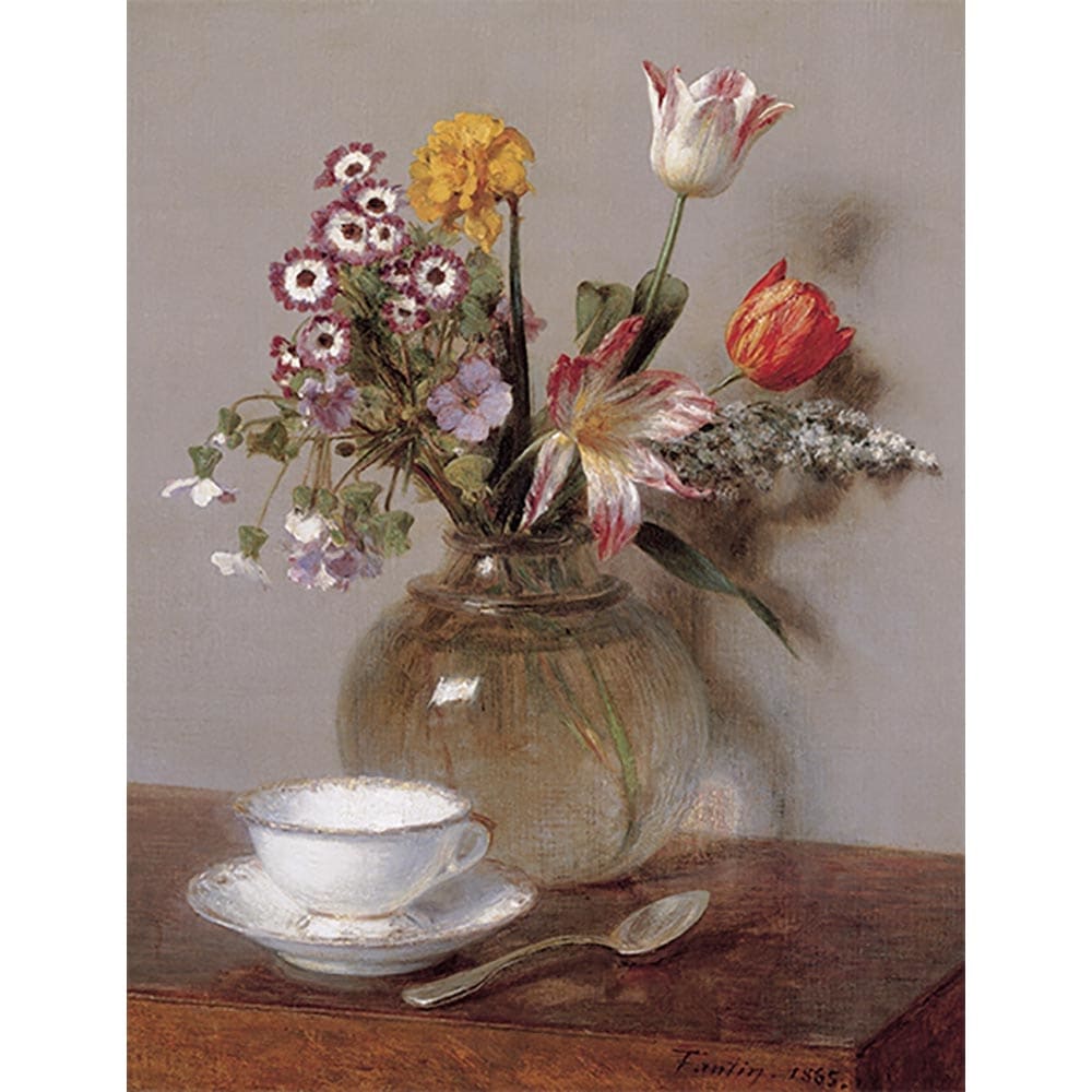 花瓶の花とコーヒーカップ 【6号】 アンリ・ファンタン＝ラトゥール