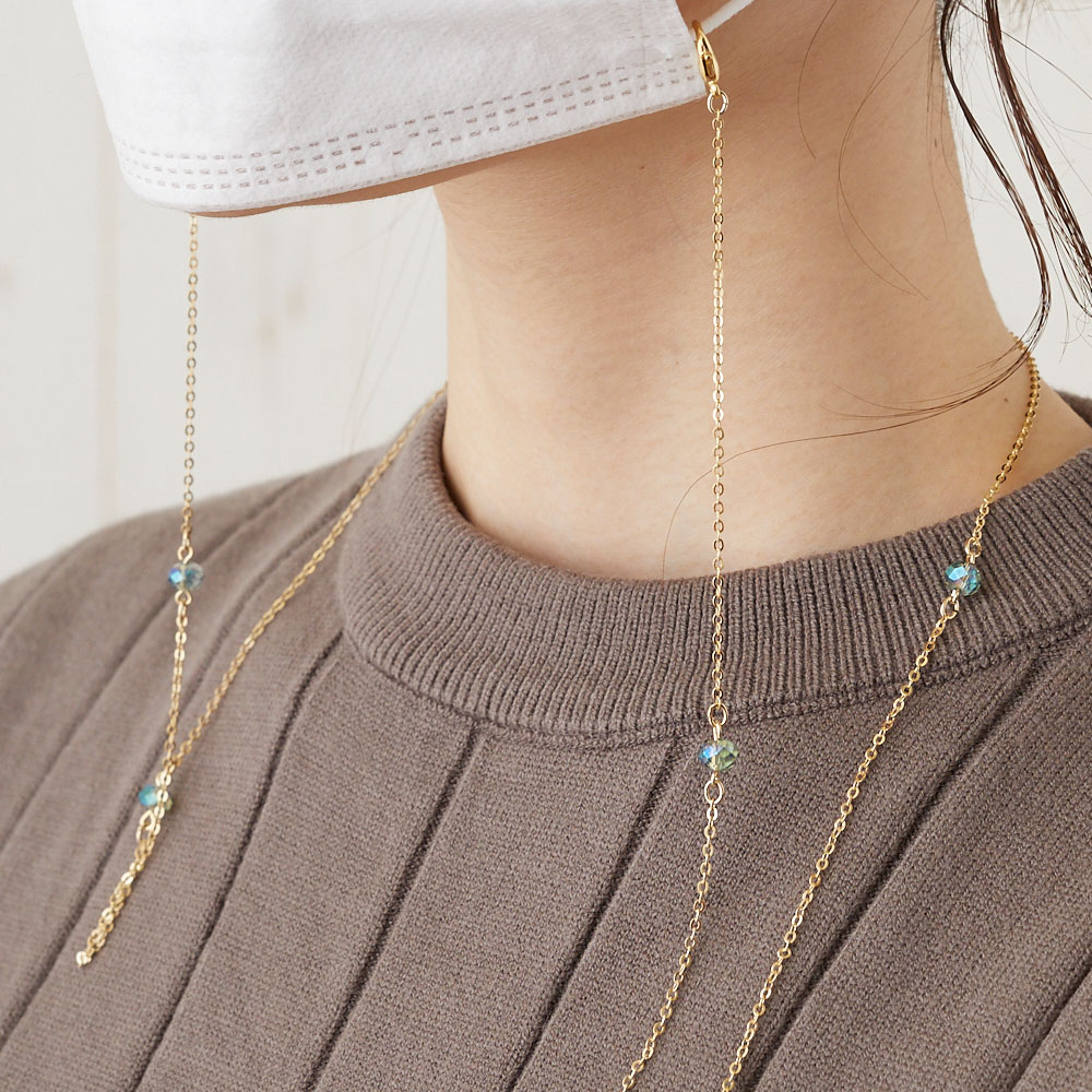 アルベロベロ 眼鏡ホルダースイーツモチーフ ビーズネックレス