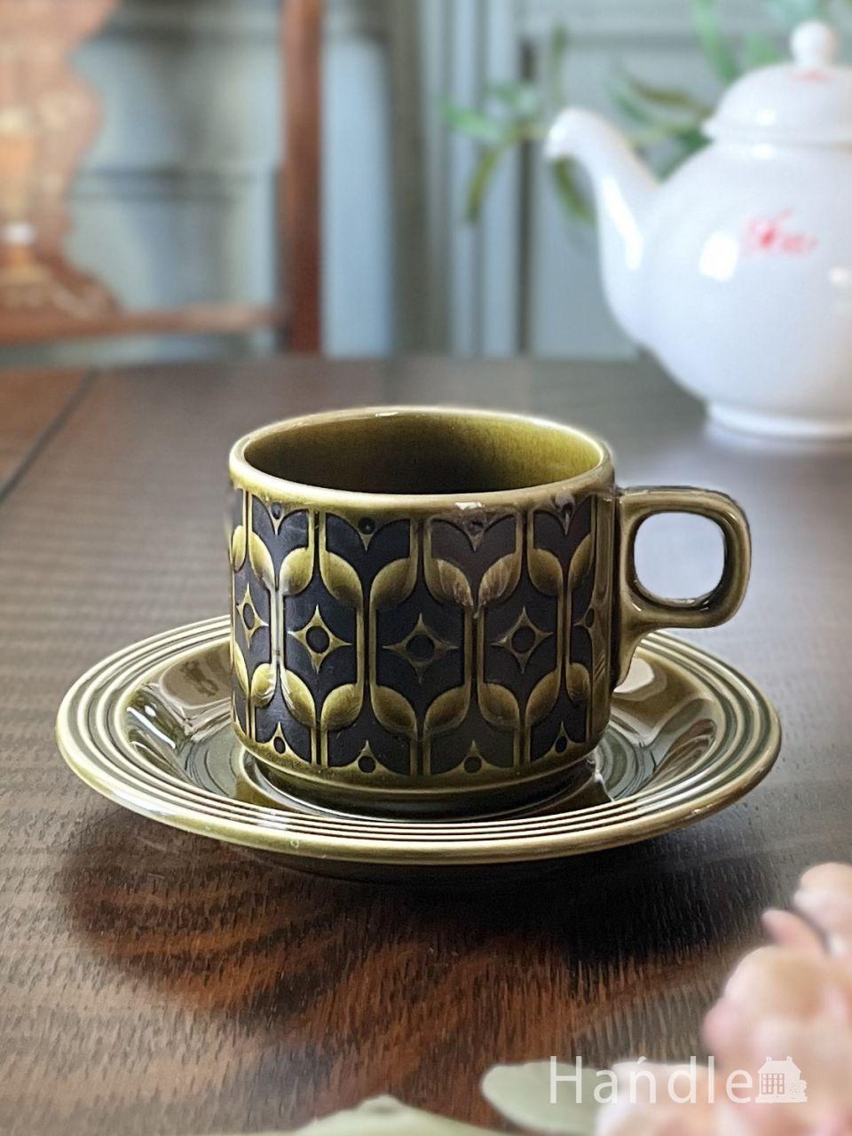 シェリー窯のアンティークカップ＆ソーサー、クイーンアンシェイプの