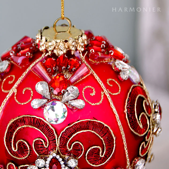 MRジュエルガラスオーナメント/ボール/レッド｜輸入雑貨の通販 | 輸入
