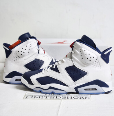 2024 Nike Air Jordan 6 Retro Olympic White Midnight Navy CT8529
