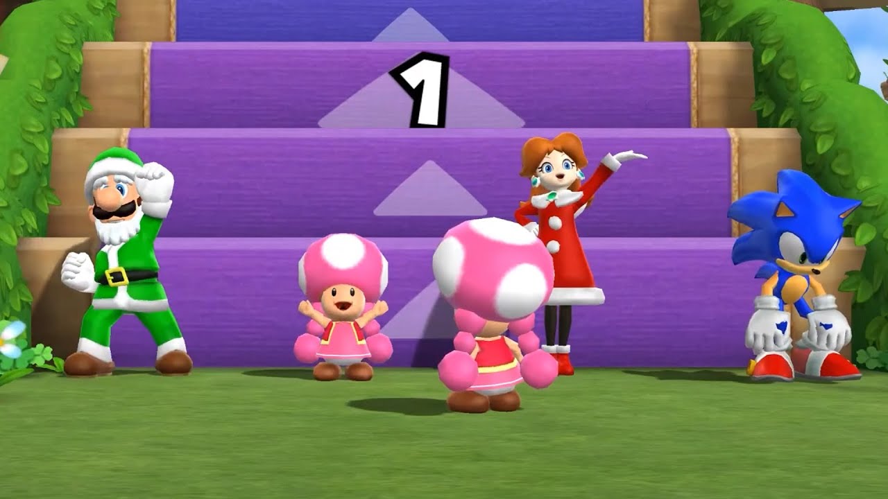 Mario Party 9 Step It Up Holiday Showdown: Santa Luigi vs Toadette