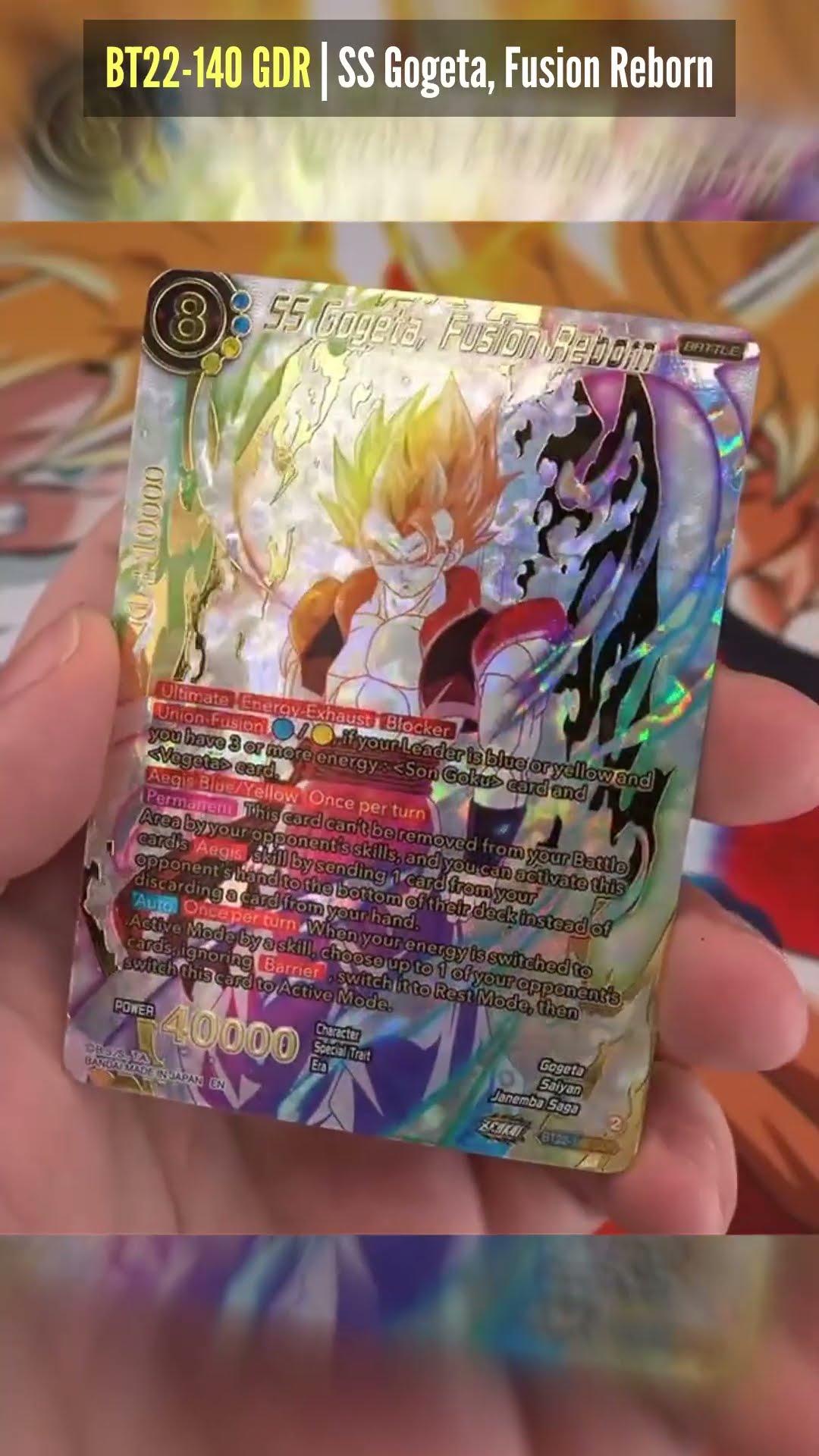 BT22-140 GDR : SS Gogeta, Fusion Reborn | DBS Card Game - YouTube