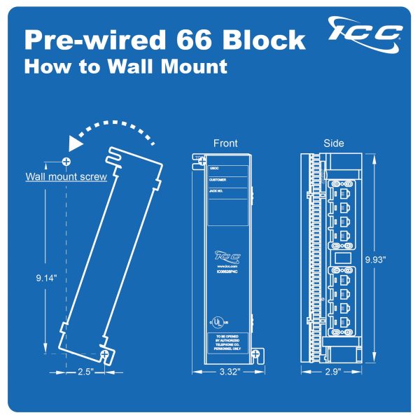 ICC 66 Block Prewired with 89D Mounting Bracket & Cover, Punch