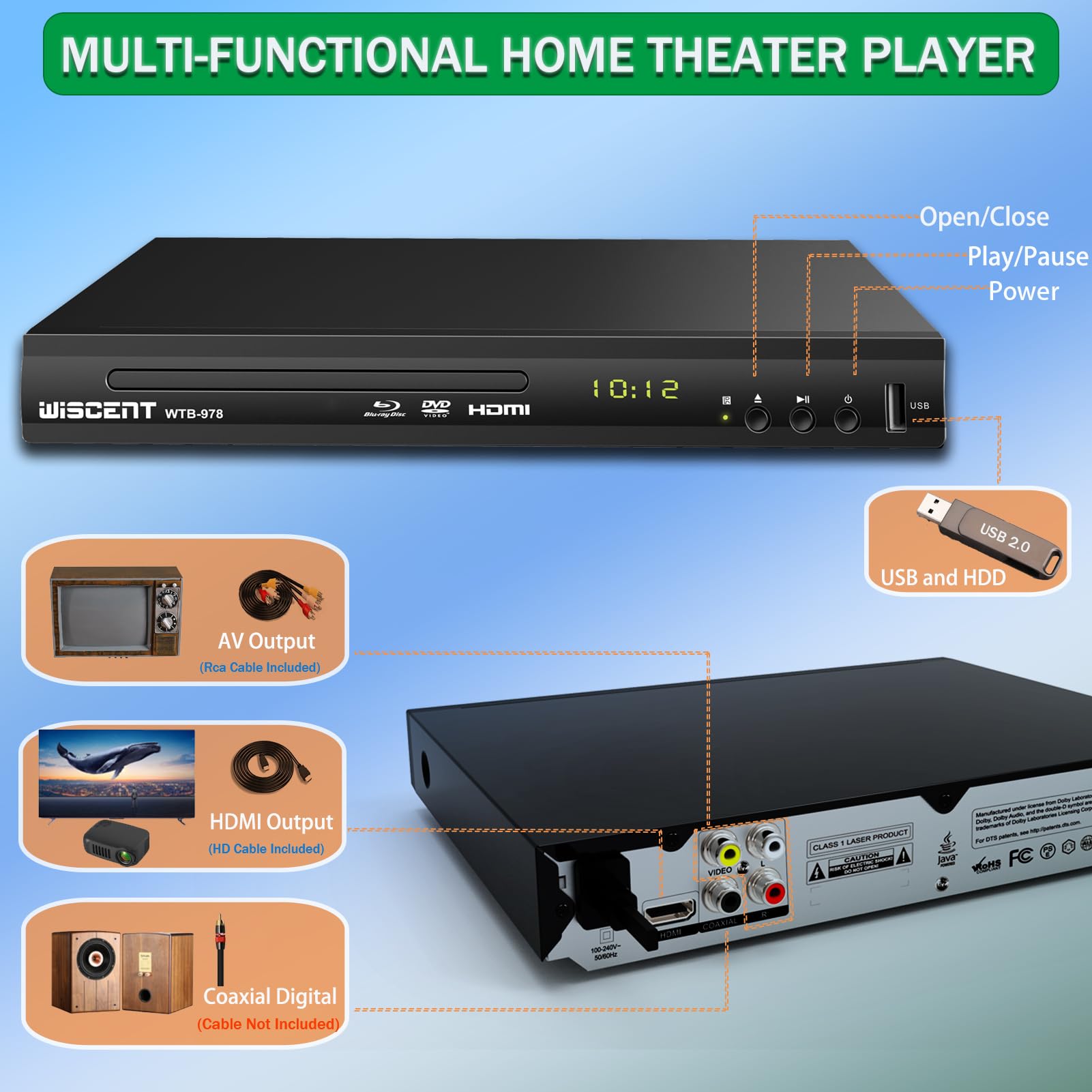 WISCENT WTB-978 Blu-Ray DVD Player | Review & Rating