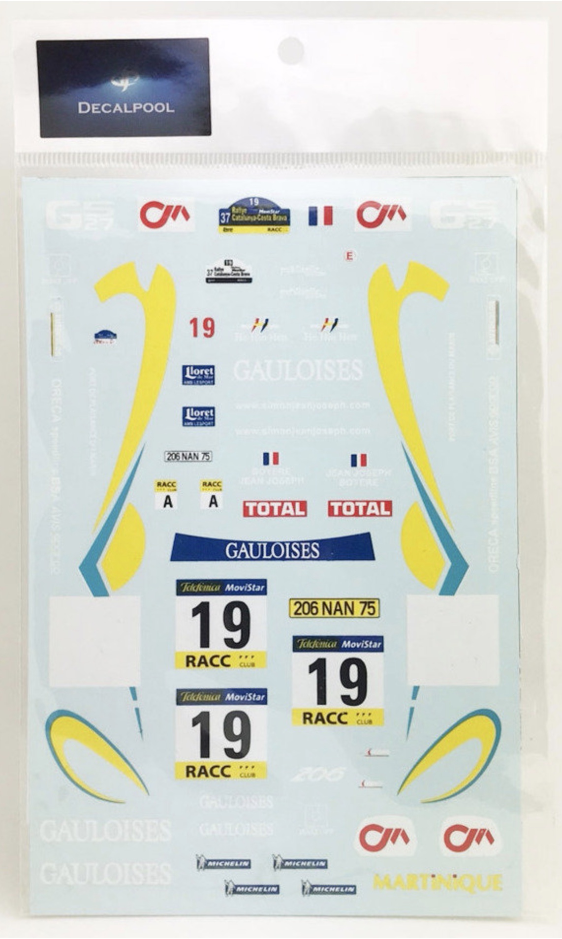 1/24 プジョー 206 WRC カタルニア 2001 No.19 フルスポンサーデカール