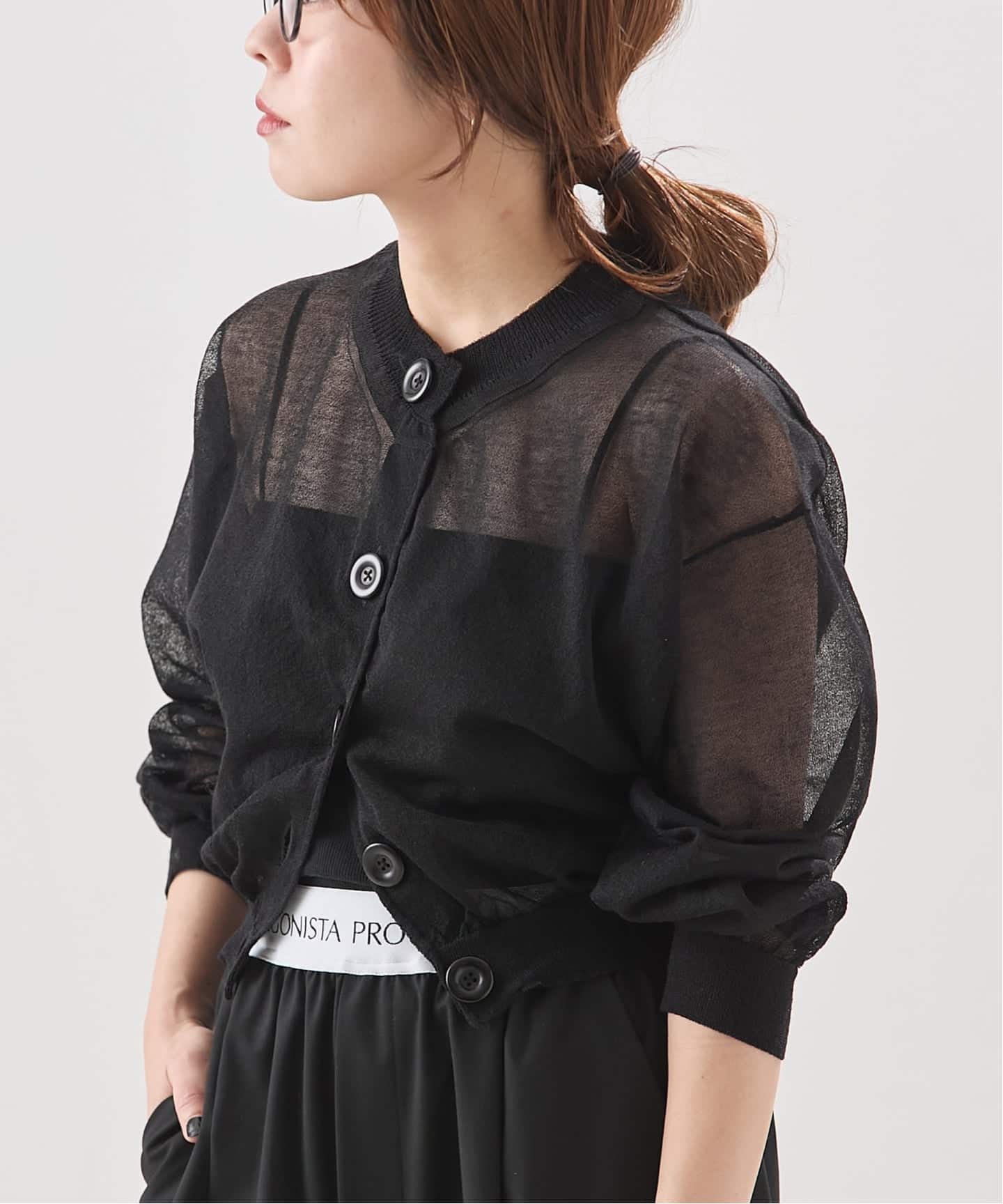 JANE SMITH/ジェーンスミス】16G SHEER SHORTカーディガン