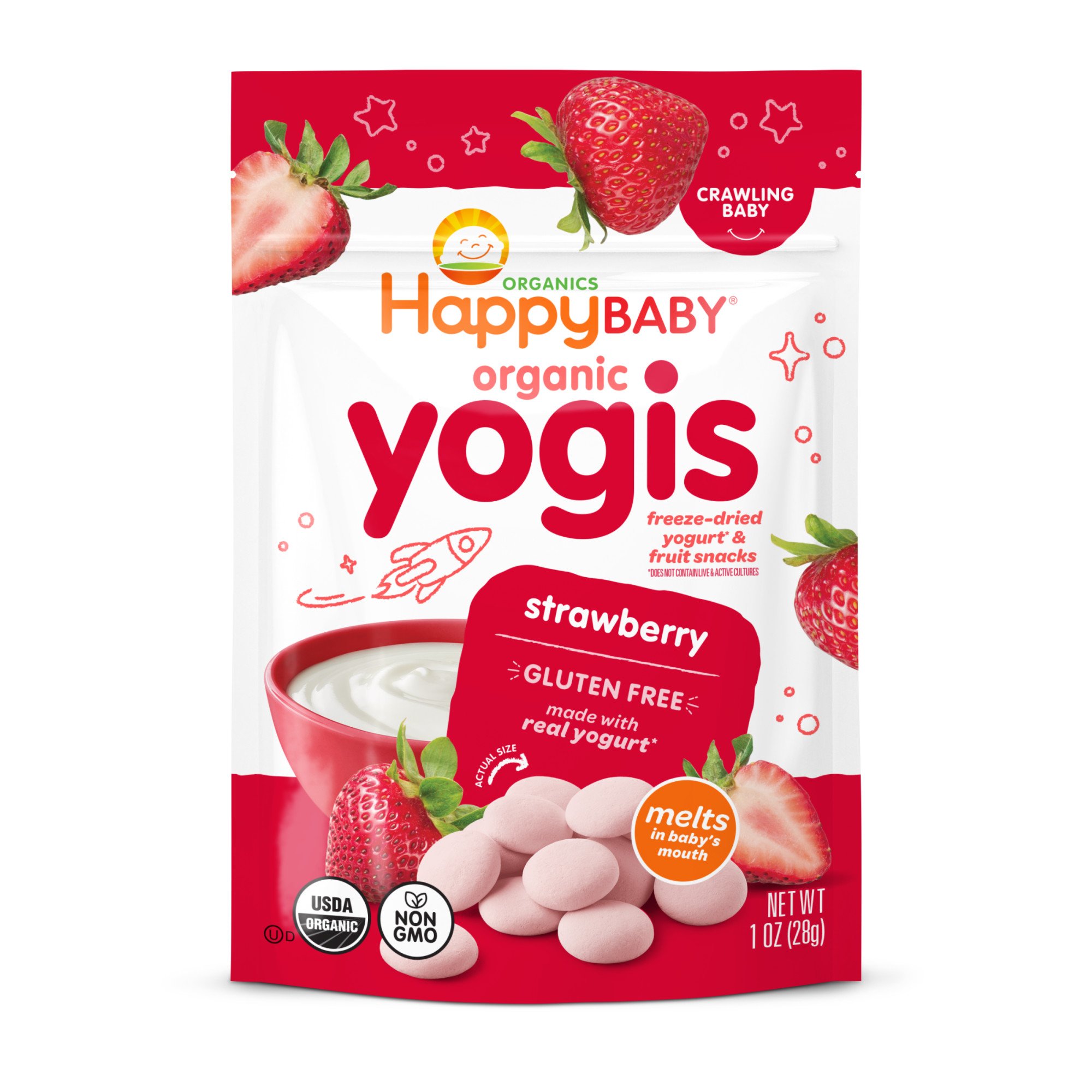 Happy Baby Organics Yogis Snack - Strawberry, 1 oz | Central