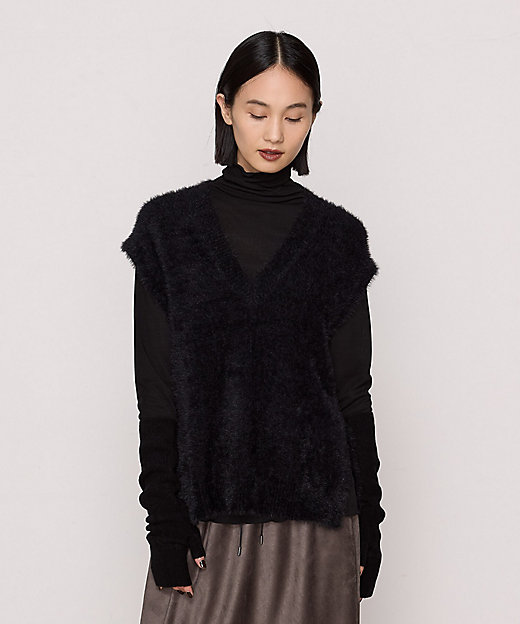 マイクロナイロン フェザーヤーン2wayニットベスト