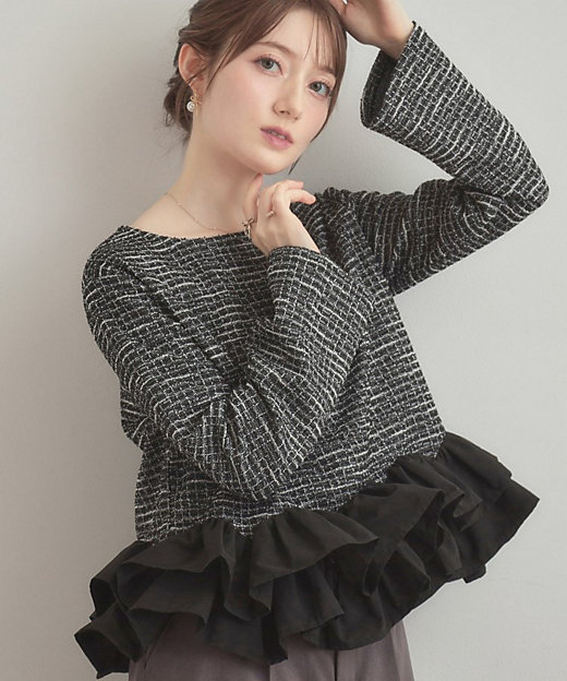 カットツイード裾フリルプルオーバー（2002556118