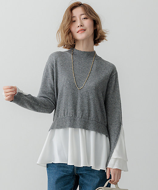 23区×Oggiコラボ】フレアサテンコンビ ラメニット