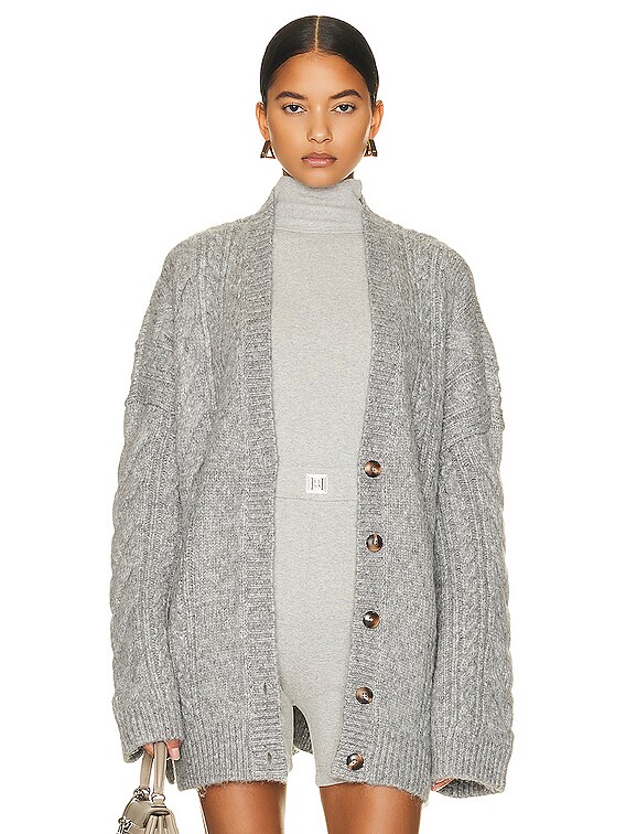 Helsa Serena Cable Cardigan in Heather Grey | FWRD