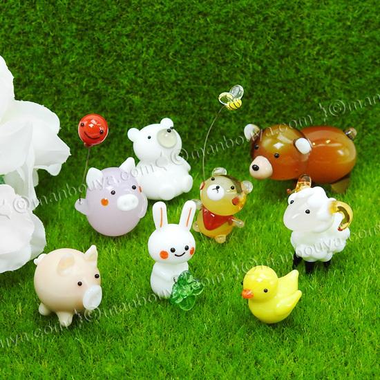 鳥 アヒル 雑貨 ミニチュア ガラス細工 置物 飾り グラススクエア