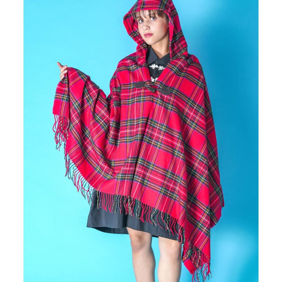 an meets zakka タータンチェック柄トグルフードポンチョ : ankoROCK
