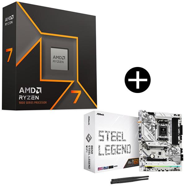 AMD Ryzen 7 9700X W/O Cooler WOF (8C/16T 3.8GHz 65W) CPU + ASRock