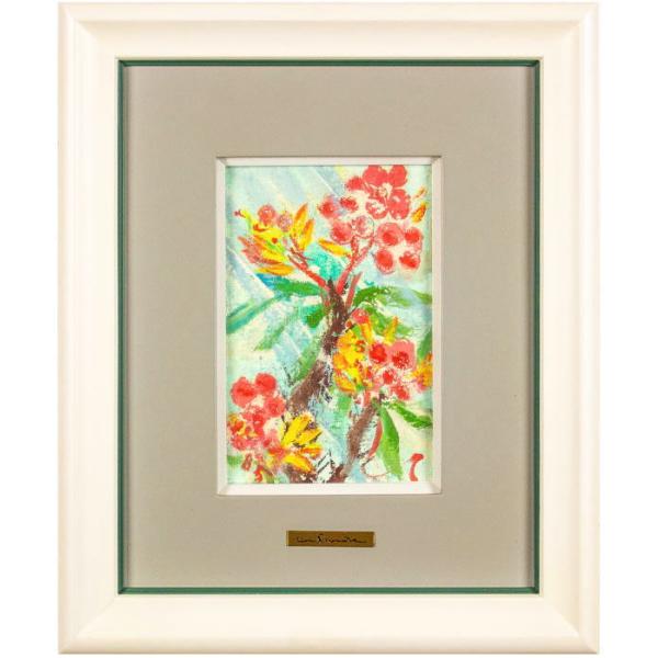 西村計雄 「 花 」 油絵 油彩画 F0 ( 0号 ) 絵画 洋画 肉筆 手描き