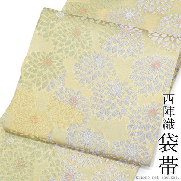 袋帯 西陣織 シャンパンゴールド 淡いくすみ金 丸菊 12997 六通柄 お