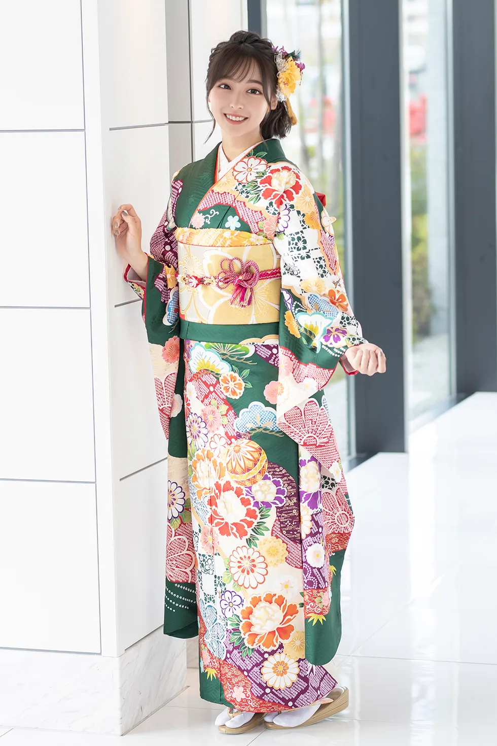 深緑道長牡丹手まり［FS0966］ - 成人式振袖レンタル・販売のふりそで