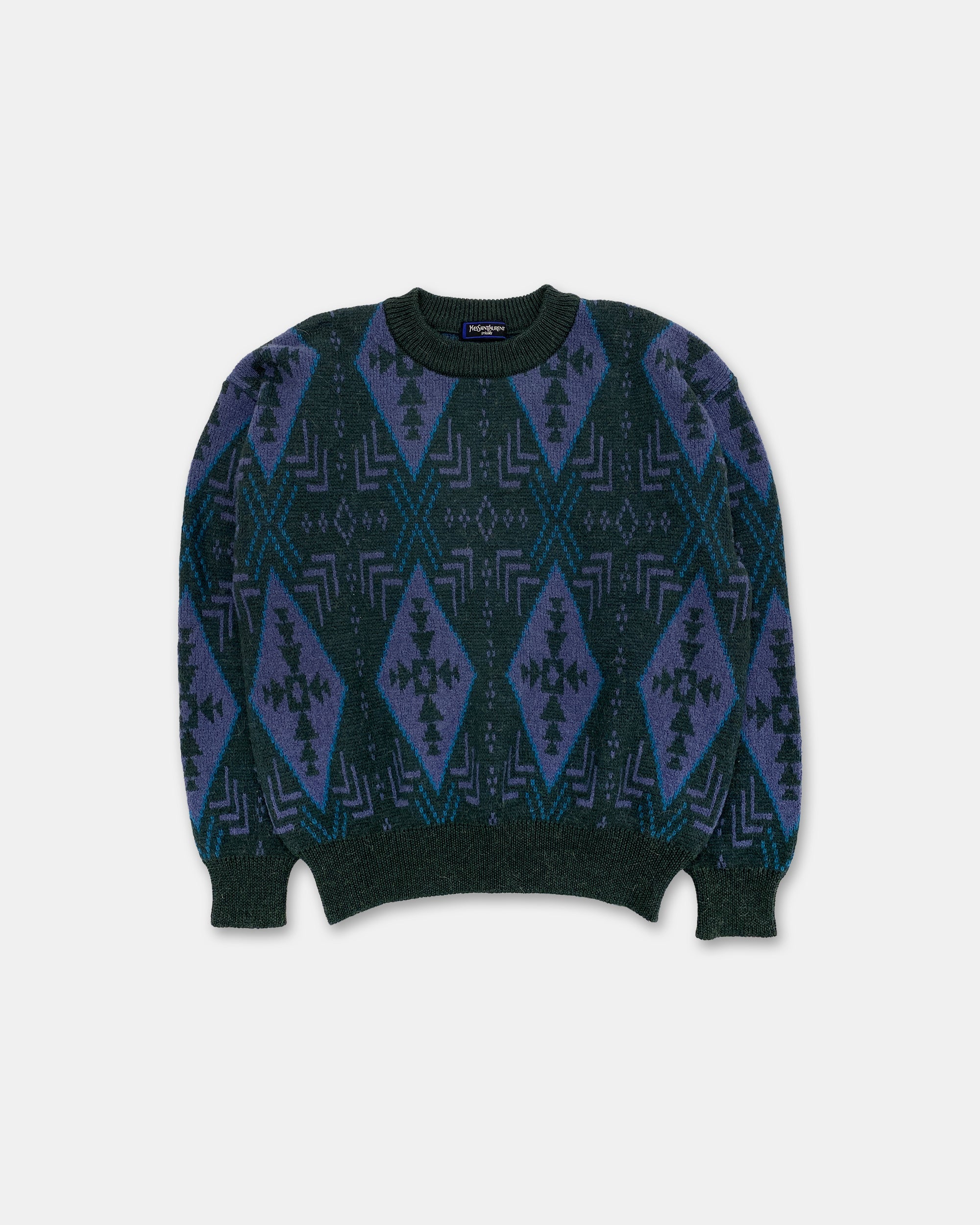 Yves Saint Laurent 1990s Knit Sweater Green Purple – knudpeters