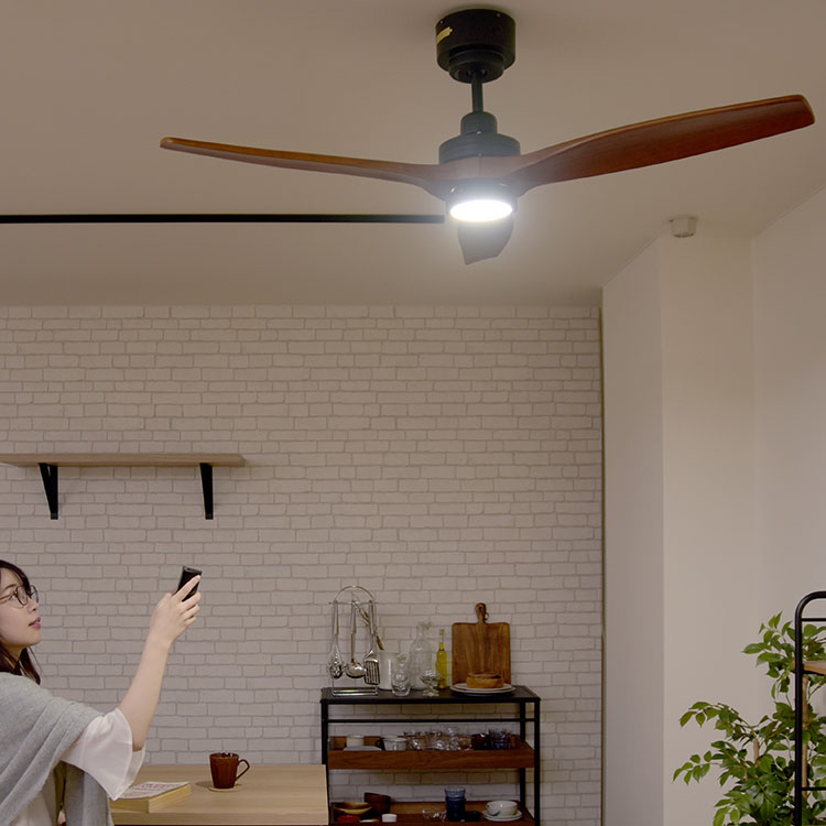 Modern Collection LED シーリングファン DCモーター REAL wood blades