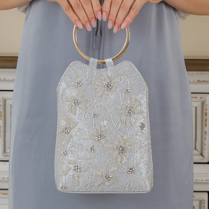 グレーの2wayリングハンドルバッグ | アサクラ | E-8069 | 結婚式