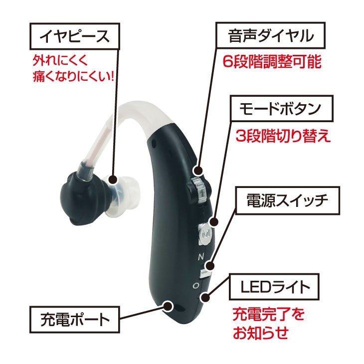 充電式スマート耳掛け集音器2個組｜ファミリー・ライフ公式通販
